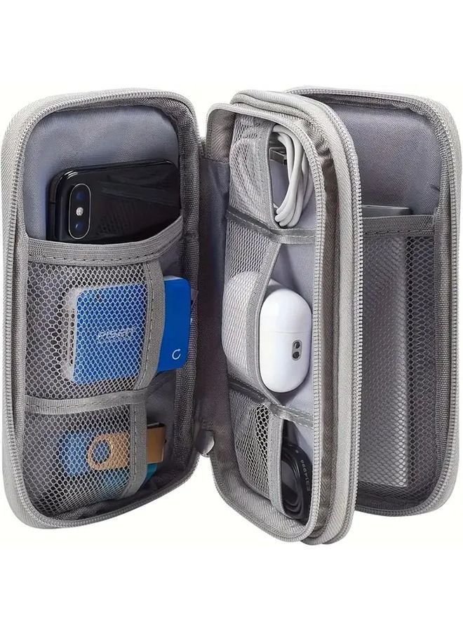 Black Portable Cable Storage Bag Multi Compartment Travel Case For Cables Chargers - Image 4